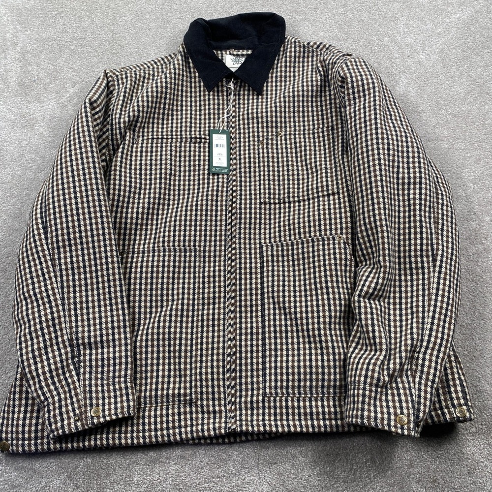 Alpine Design Plaid Zip Jacket Mens XXL Brown Eldridge Wool Blend Chore Coat
